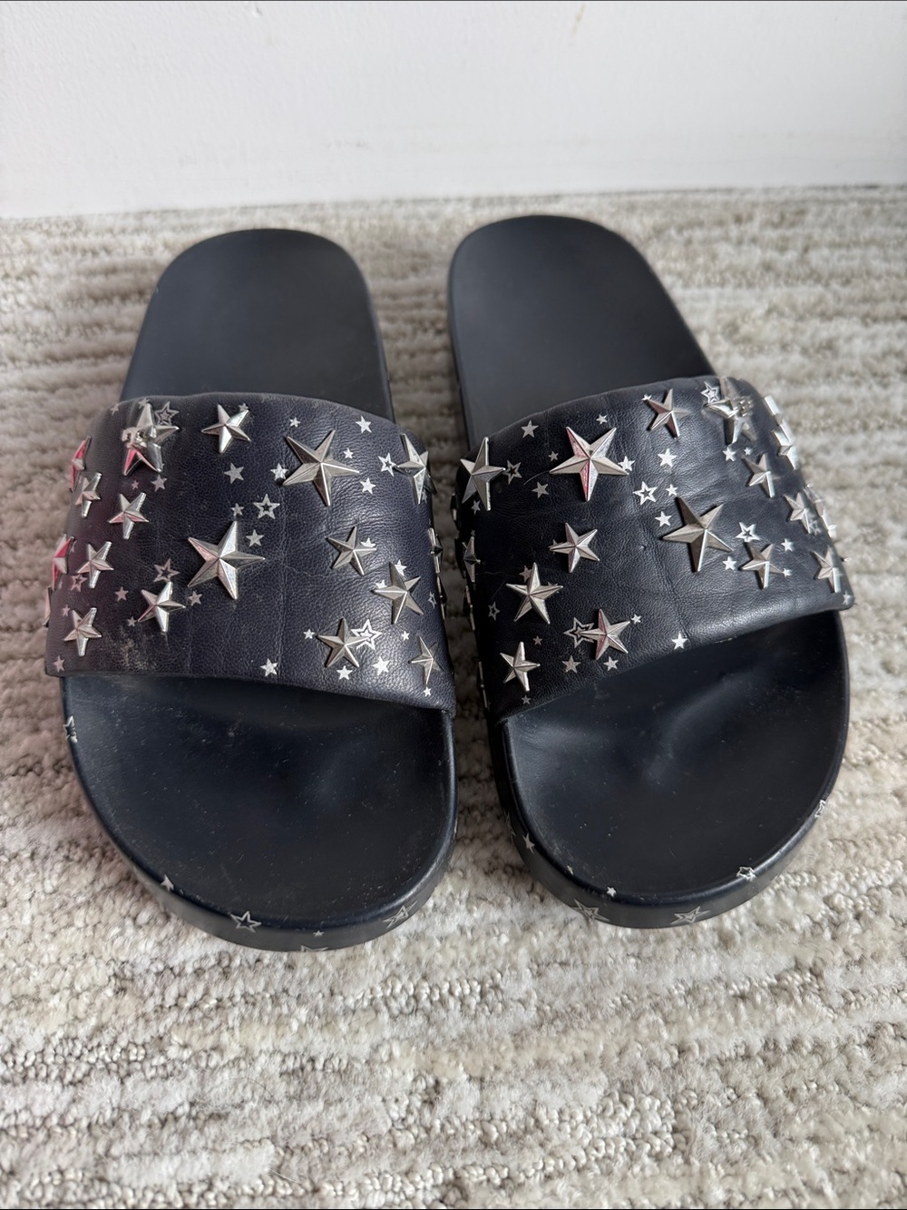 Tory Burch Navy Star-Stud Slide Sandals